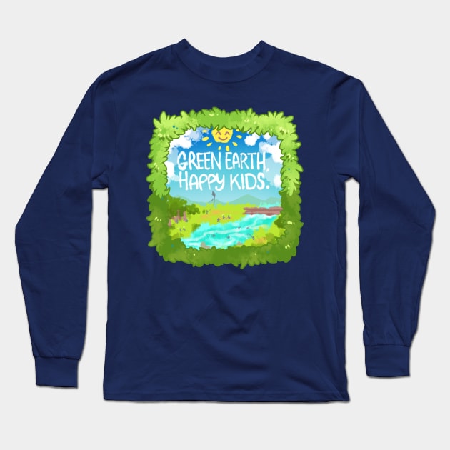 Green Earth Happy Kids Long Sleeve T-Shirt by Ashmish